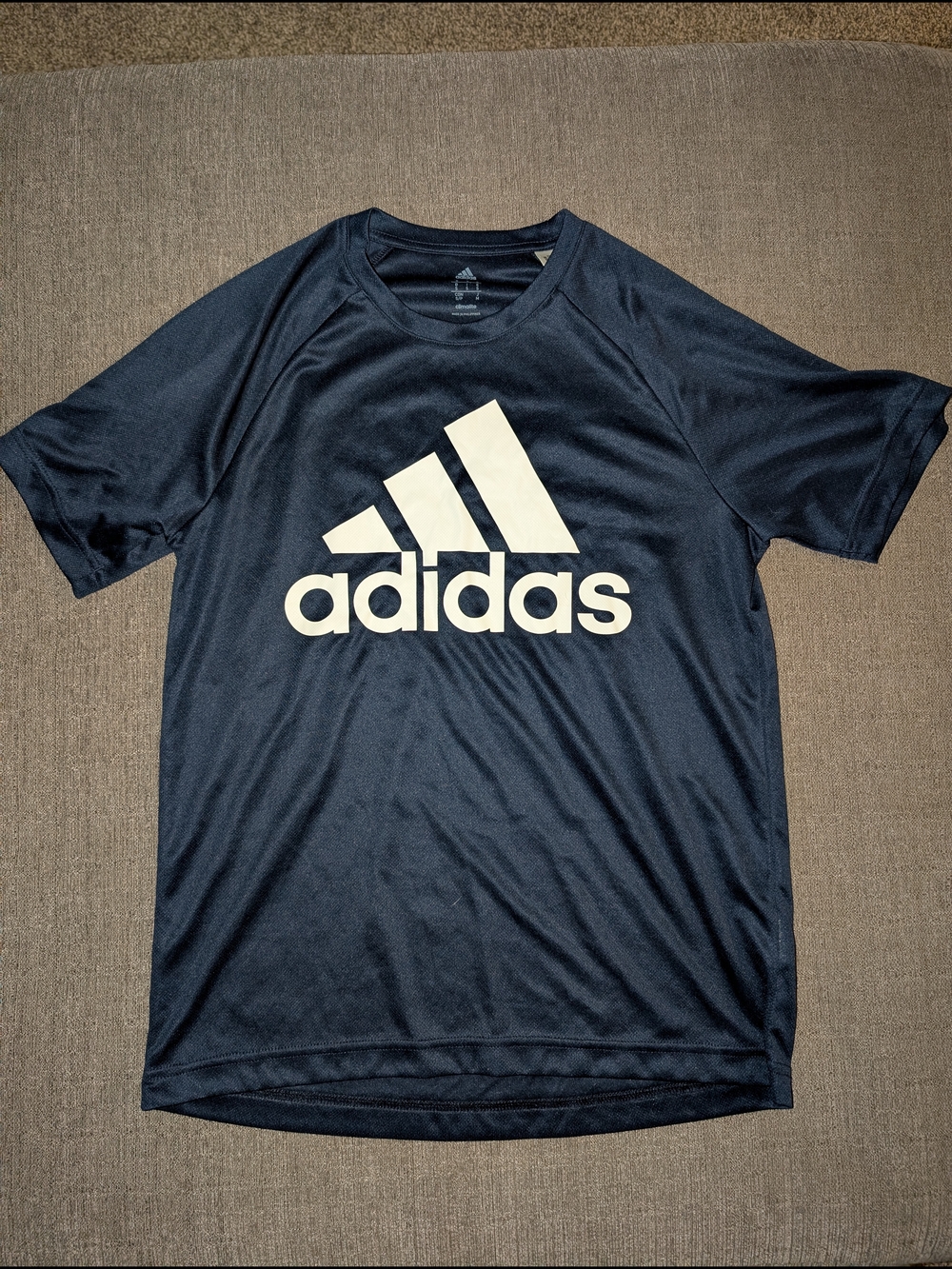 adidas Navy Blue Performance Tee with White Logo